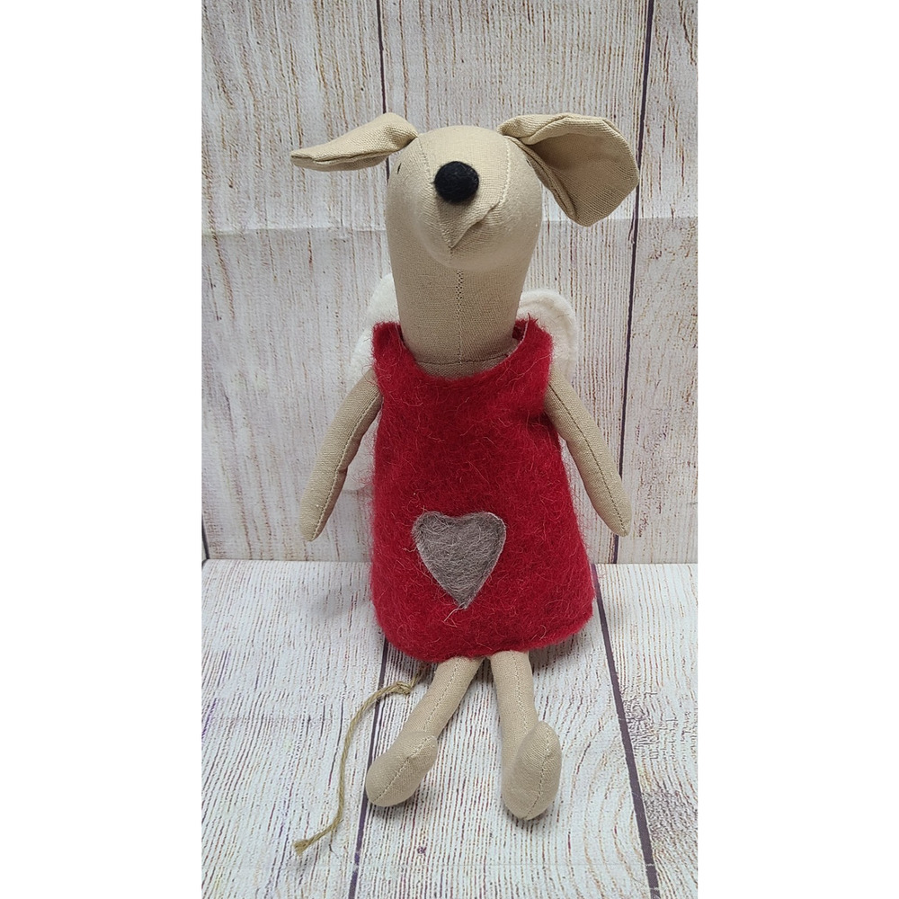 Creative Co-op Plush Angel Mouse Stuffed Animal Shelf Sitter Christmas 14"
